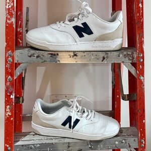 New Balance White and Navy Sneakers